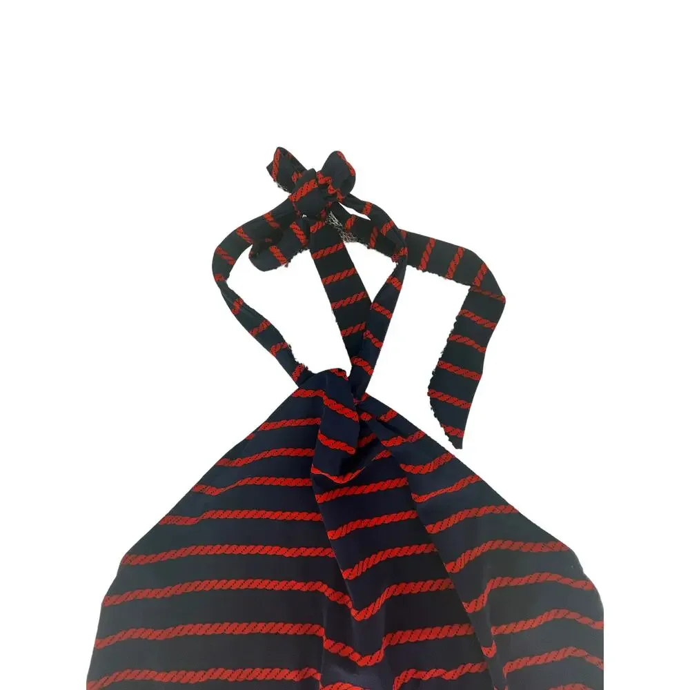 Ann Taylor Navy Blue Red Rope Striped Sleeveless Top Women's Size XS